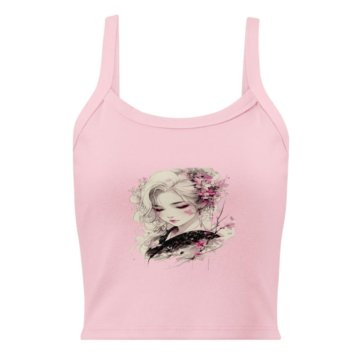 Petal Silence Micro-Rib Tank Top – Art Graphic Crop Top - Polendo Design Petal Silence Micro-Rib Tank Top