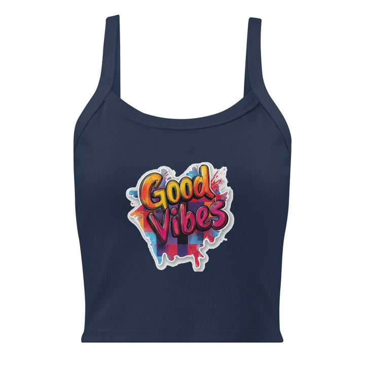 Vibe Spill Micro-Rib Tank Top – Art Graphic Crop Top - Polendo Design Vibe Spill Micro-Rib Tank Top