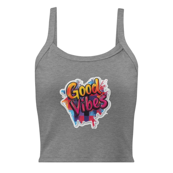 Vibe Spill Micro-Rib Tank Top – Art Graphic Crop Top - Polendo Design Vibe Spill Micro-Rib Tank Top