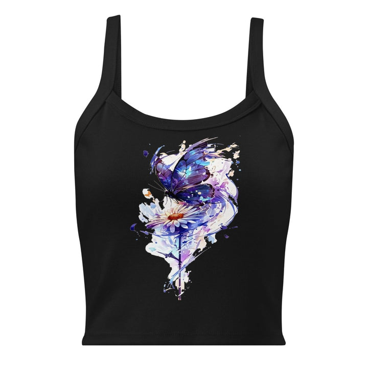 Bluewing Reverie Micro-Rib Tank Top – Art Graphic Crop Top - Polendo Design Bluewing Reverie Micro-Rib Tank Top