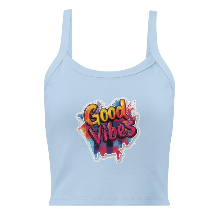 Vibe Spill Micro-Rib Tank Top – Art Graphic Crop Top - Polendo Design Vibe Spill Micro-Rib Tank Top