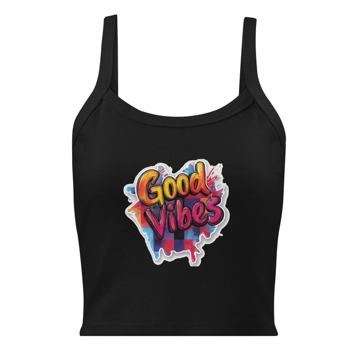 Vibe Spill Micro-Rib Tank Top – Art Graphic Crop Top - Polendo Design Vibe Spill Micro-Rib Tank Top
