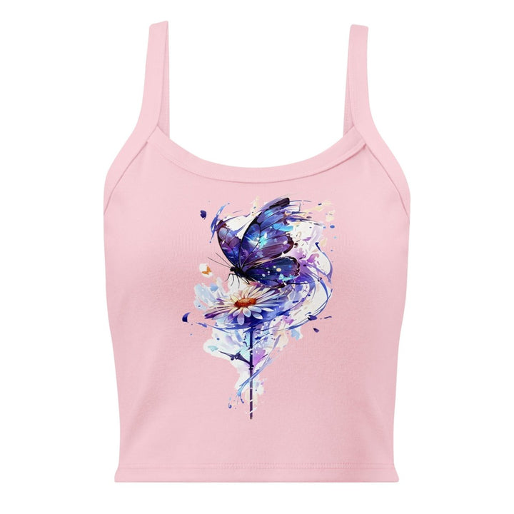 Bluewing Reverie Micro-Rib Tank Top – Art Graphic Crop Top - Polendo Design Bluewing Reverie Micro-Rib Tank Top