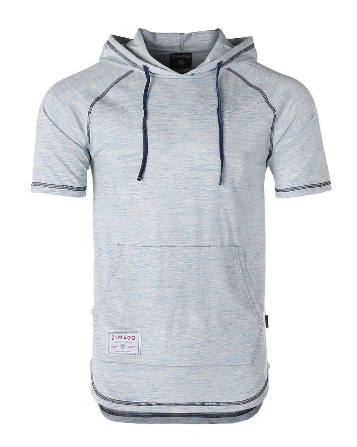 Men’s Short Sleeve Hooded Shirt – Navy Heather - Polendo Design men&