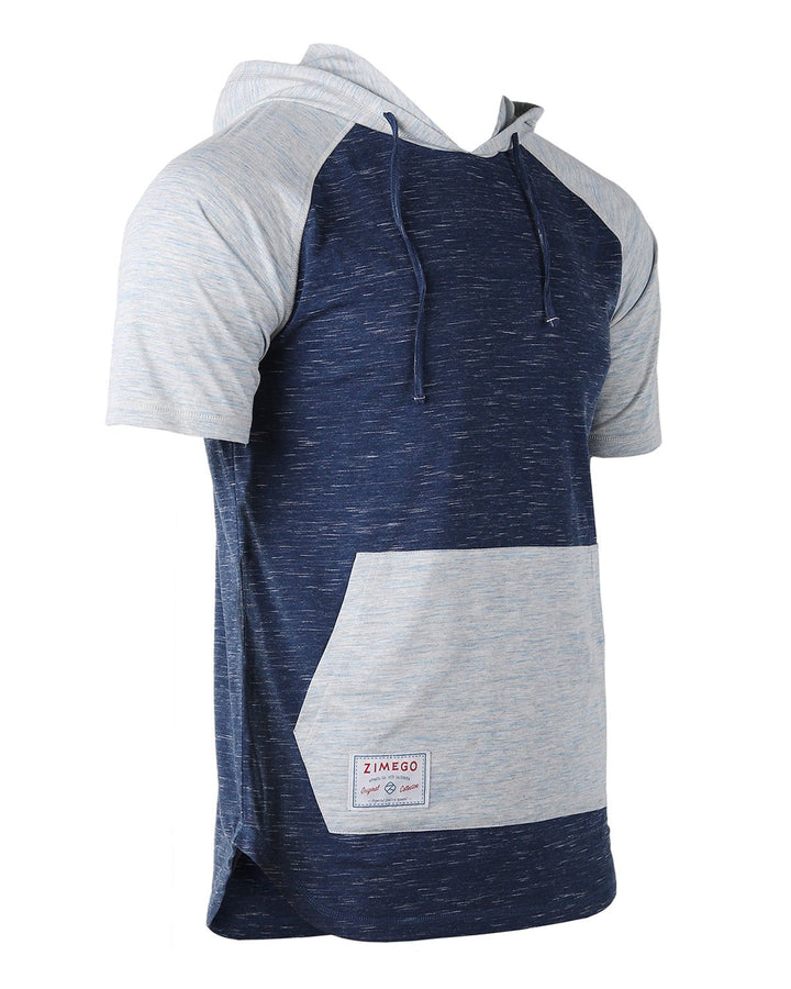 Men’s Short Sleeve Hooded Shirt – Navy Heather - Polendo Design men&