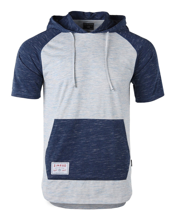 Men’s Short Sleeve Hooded Shirt – Navy Heather - Polendo Design men&