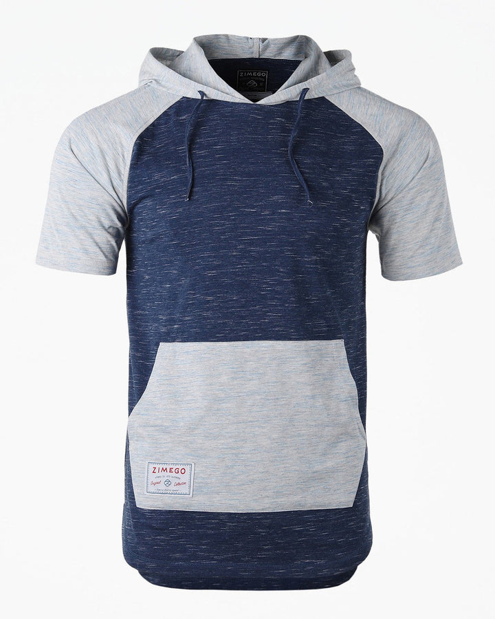 Men’s Short Sleeve Hooded Shirt – Navy Heather - Polendo Design men&