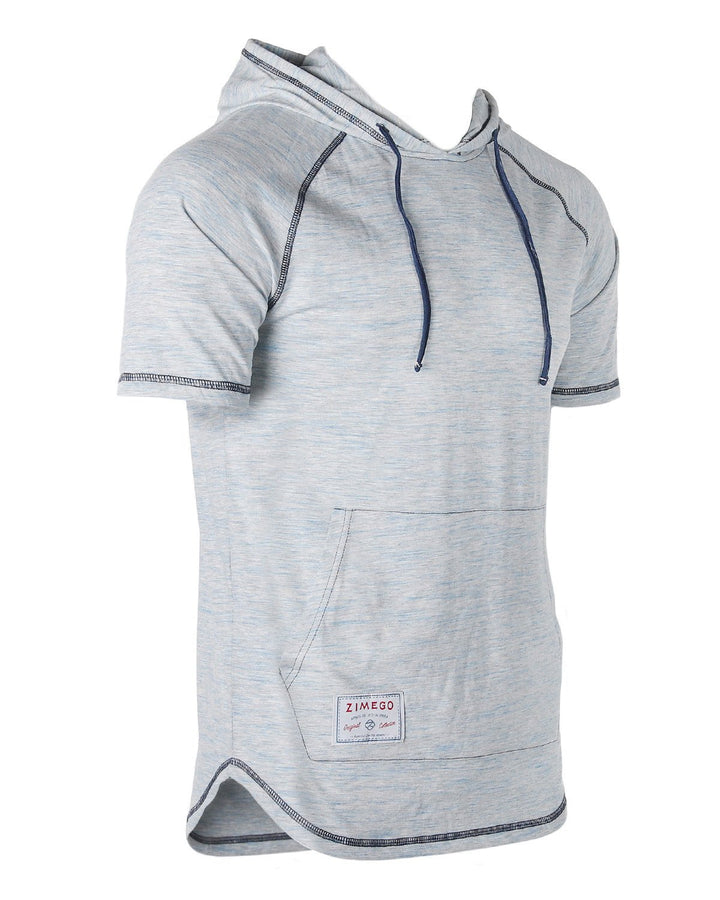 Men’s Short Sleeve Hooded Shirt – Navy Heather - Polendo Design men&